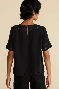 Amour Vert Odilia Embroidered Viscose Top Black Best