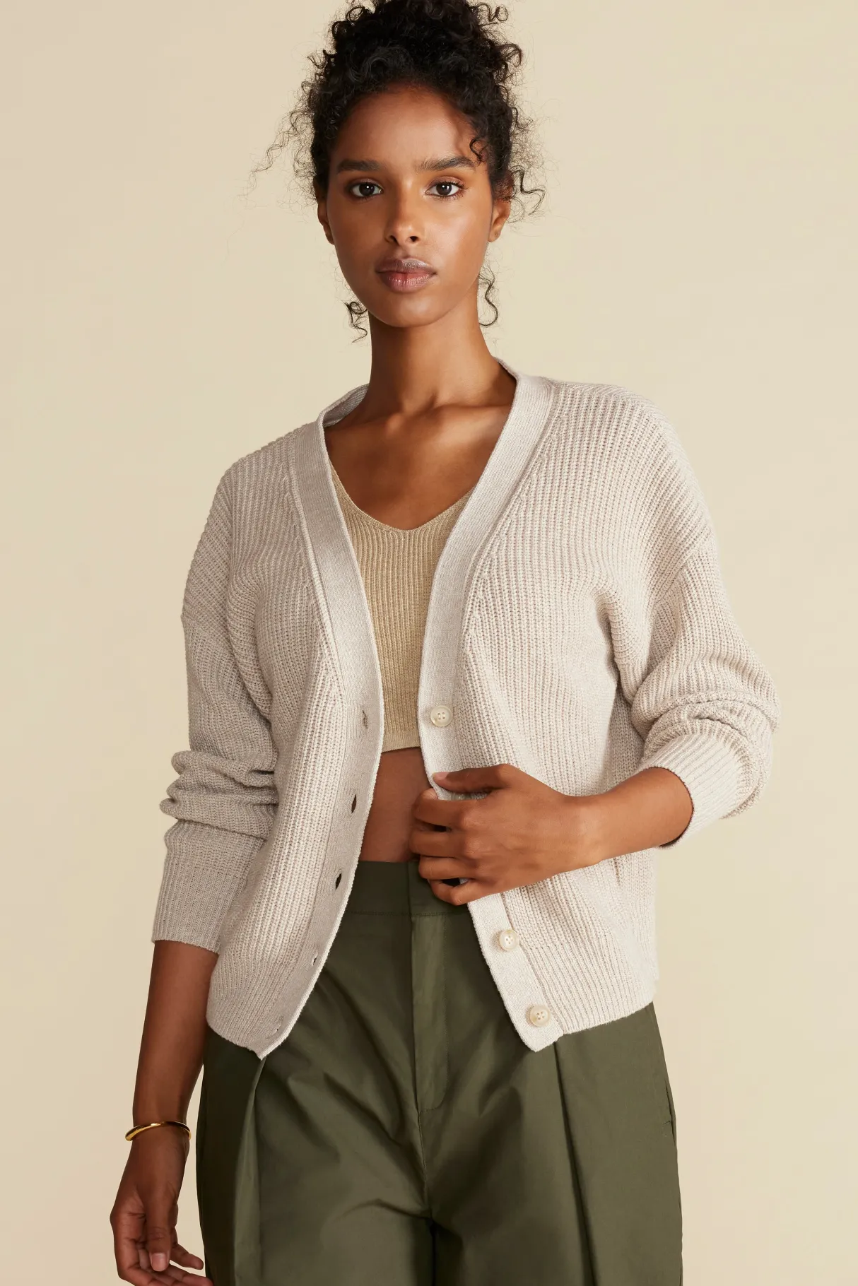 Amour Vert Palmer Cardigan Sweater Oatmeal Discount