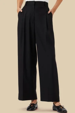 Amour Vert Pleated Wide Leg Trouser Black New