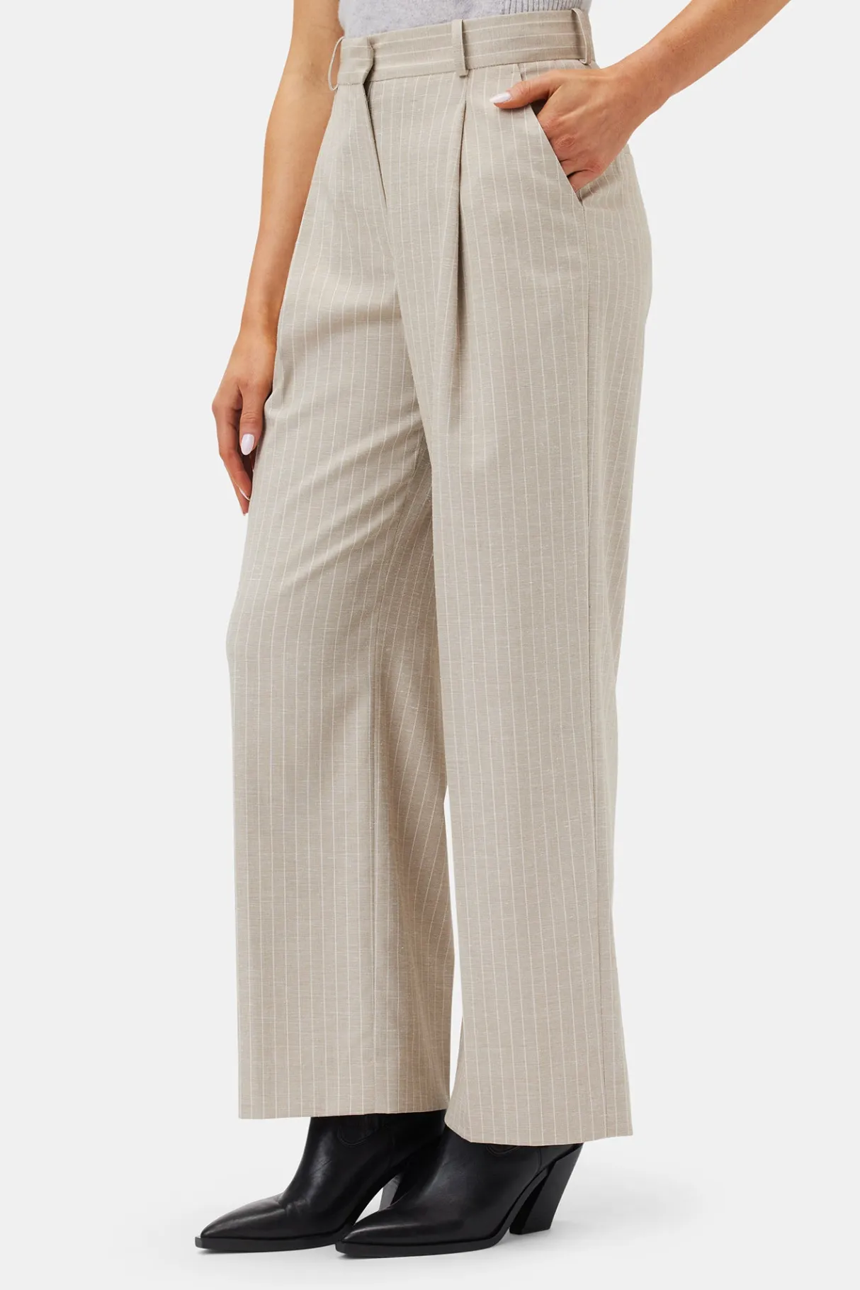 Amour Vert Pleated Wide Leg Trouser SanDiegoStripeNatural Clearance