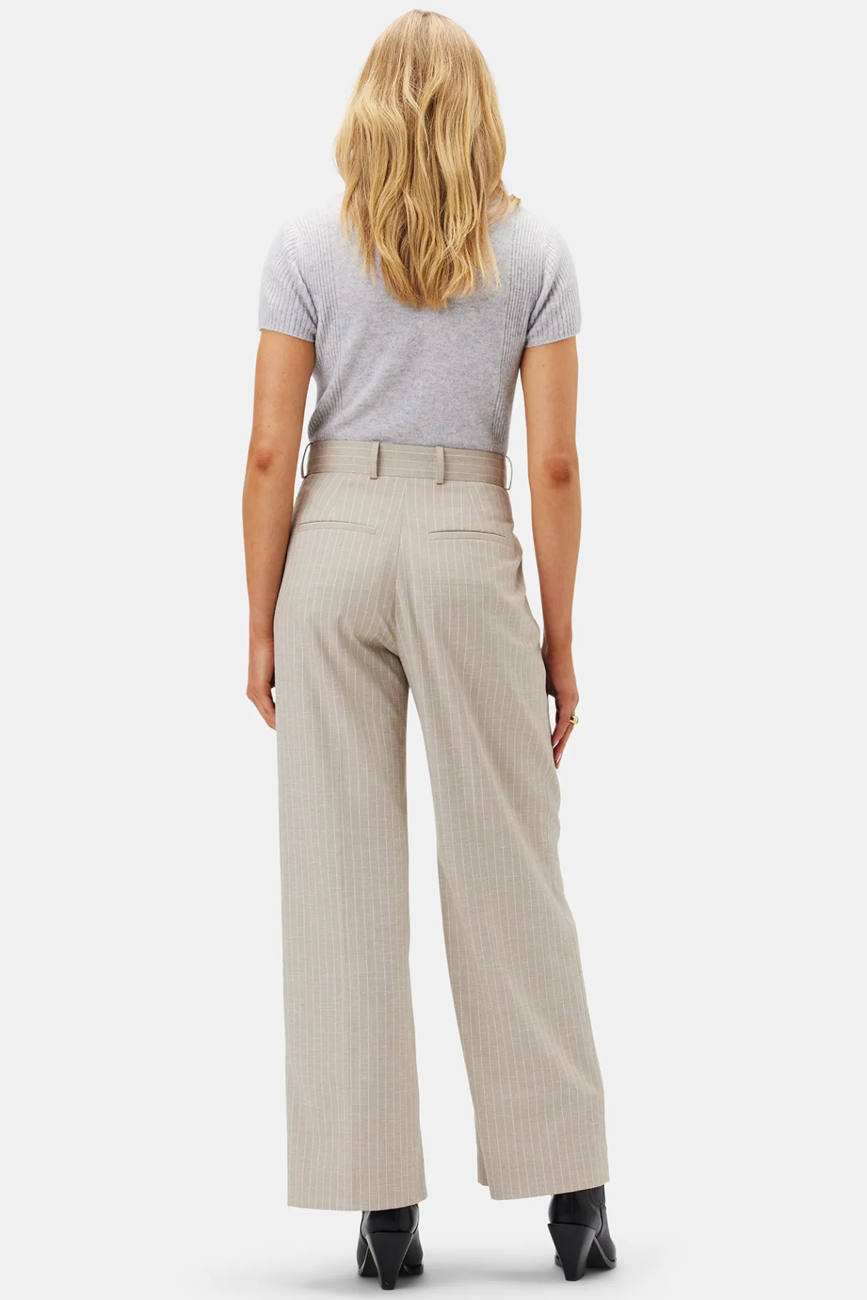 Amour Vert Pleated Wide Leg Trouser SanDiegoStripeNatural Clearance