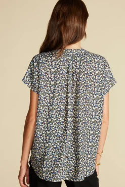 Amour Vert Renata Crepe Blouse RennesSkyBlueFloralPrint Best