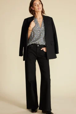 Amour Vert Renata Crepe Blouse RennesSkyBlueFloralPrint Best