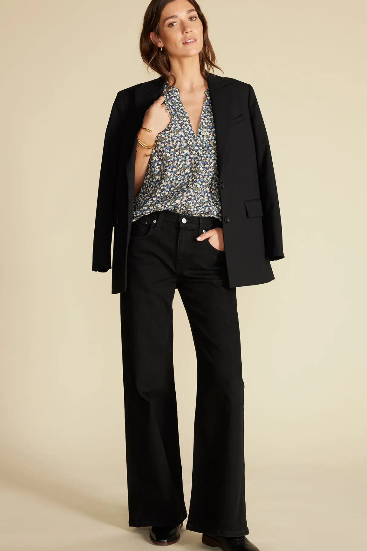 Amour Vert Renata Crepe Blouse RennesSkyBlueFloralPrint Best