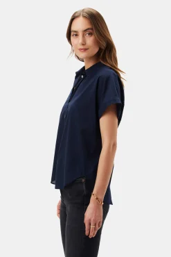 Amour Vert Renata Full Placket Blouse NavyBlue Best