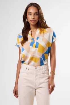 Amour Vert Renata Recycled Sateen Blouse SoniaIndigoBlueMulti Online