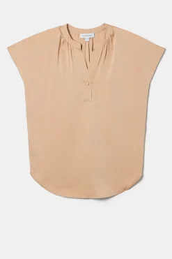 Amour Vert Renata Stretch Silk Blouse Biscotti Hot