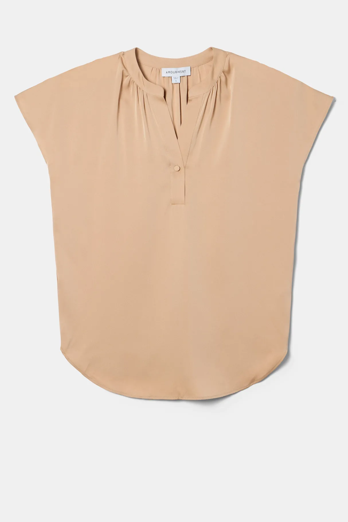 Amour Vert Renata Stretch Silk Blouse Biscotti Hot