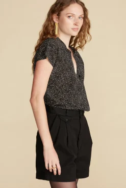 Amour Vert Renata Washable Silk Blouse ChamonixBlackandWhitePrint Fashion