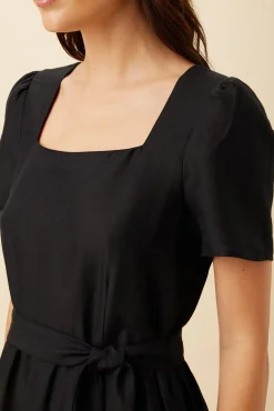 Amour Vert Ria Ramie Viscose Dress Black New