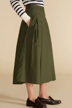 Amour Vert Roselle Pleated Poplin Skirt OliveGreen Online