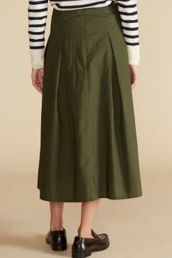 Amour Vert Roselle Pleated Poplin Skirt OliveGreen Online