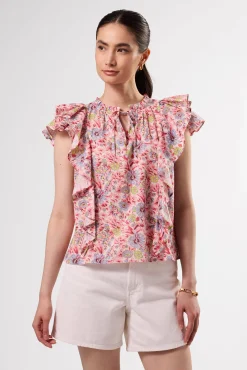 Amour Vert Ruffle Sleeve Top MarseilleRed Hot