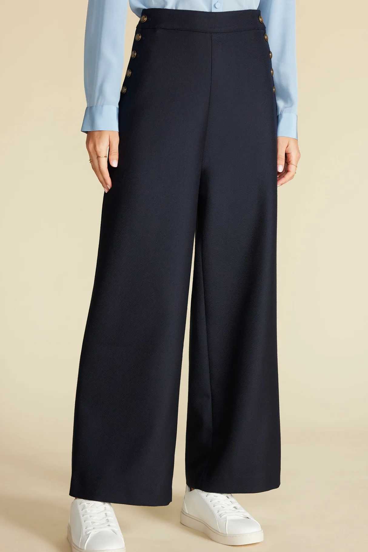 Amour Vert Sailor Wide Leg Trouser NavyBlue New