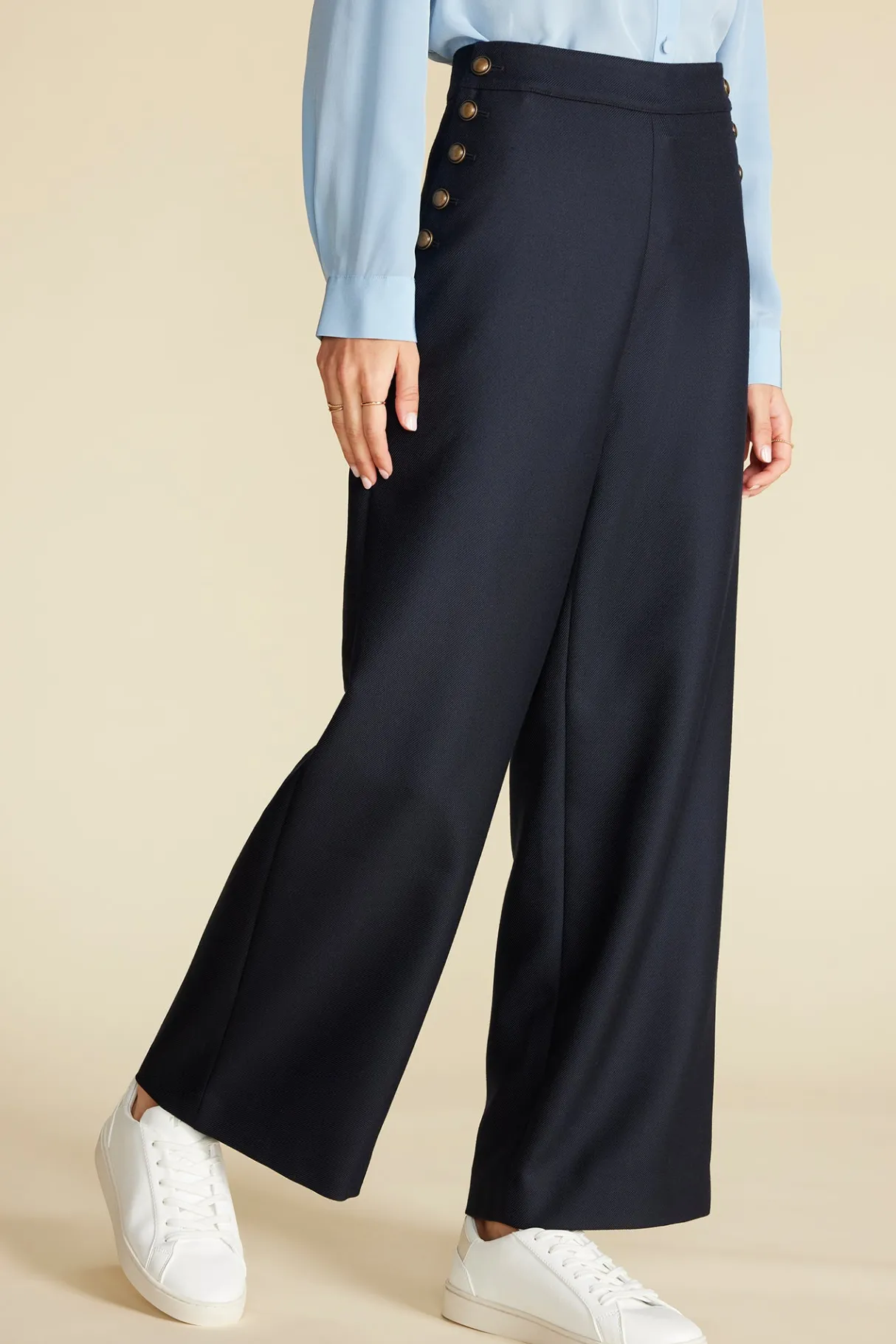 Amour Vert Sailor Wide Leg Trouser NavyBlue New