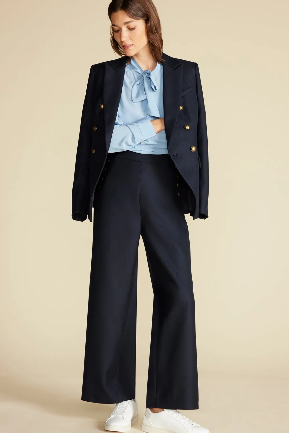 Amour Vert Sailor Wide Leg Trouser NavyBlue New