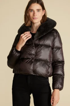 Amour Vert Save the Duck Mireille Puffer Jacket BrownBlack New