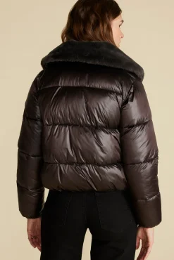 Amour Vert Save the Duck Mireille Puffer Jacket BrownBlack New