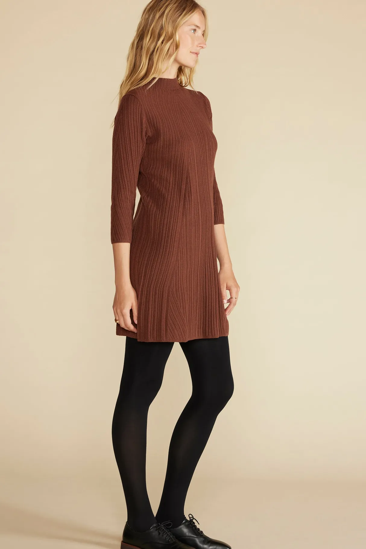Amour Vert Sidony Mini Sweater Dress EspressoBrown Clearance