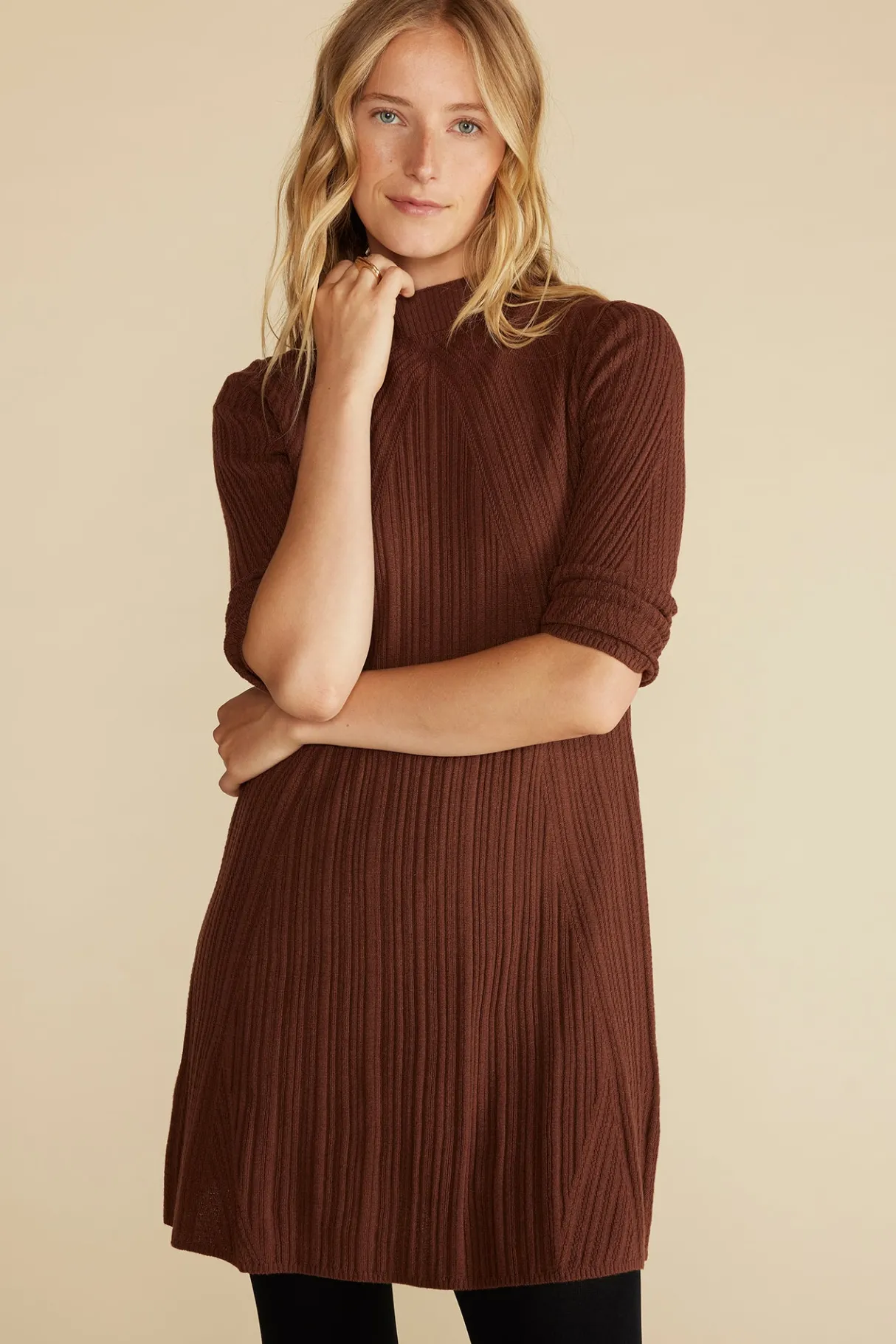 Amour Vert Sidony Mini Sweater Dress EspressoBrown Clearance