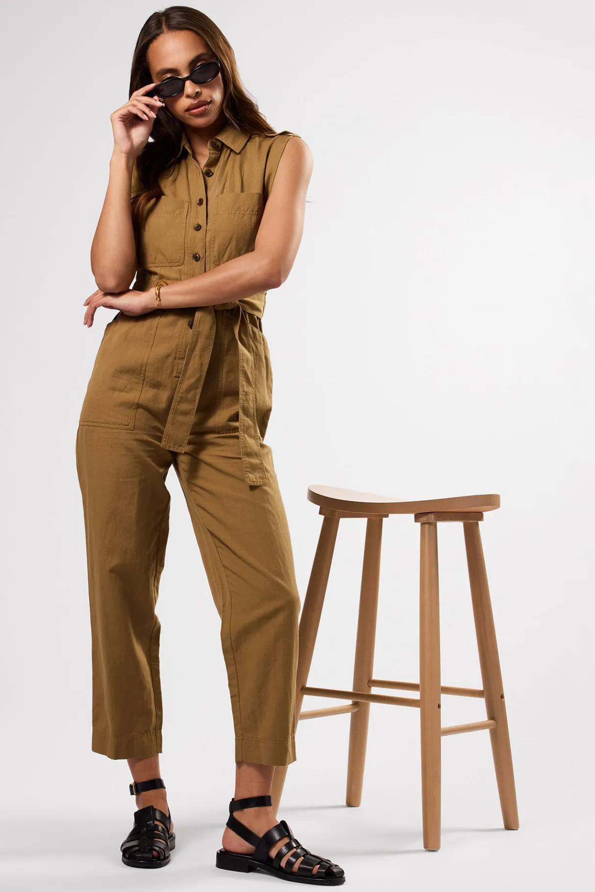 Amour Vert Sienna Cotton Linen Jumpsuit Elm Discount