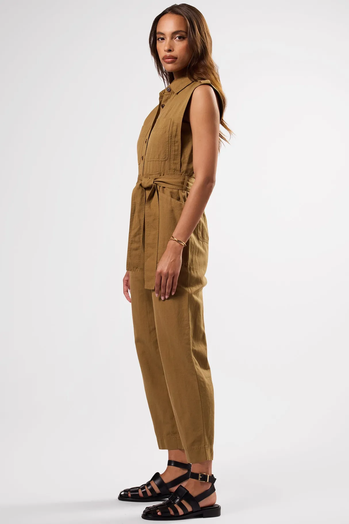 Amour Vert Sienna Cotton Linen Jumpsuit Elm Discount