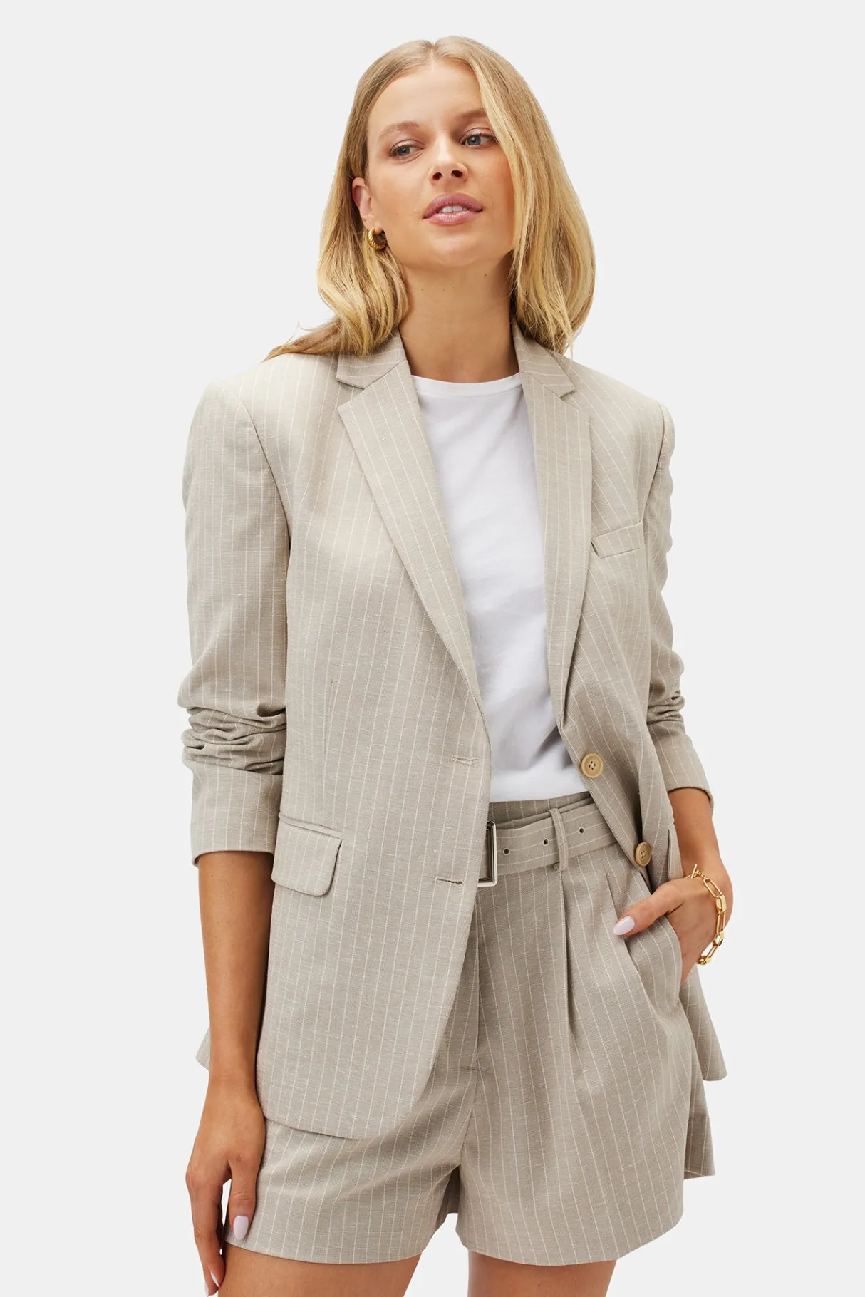Amour Vert Slim Tobie Blazer SanDiegoStripeNatural Clearance