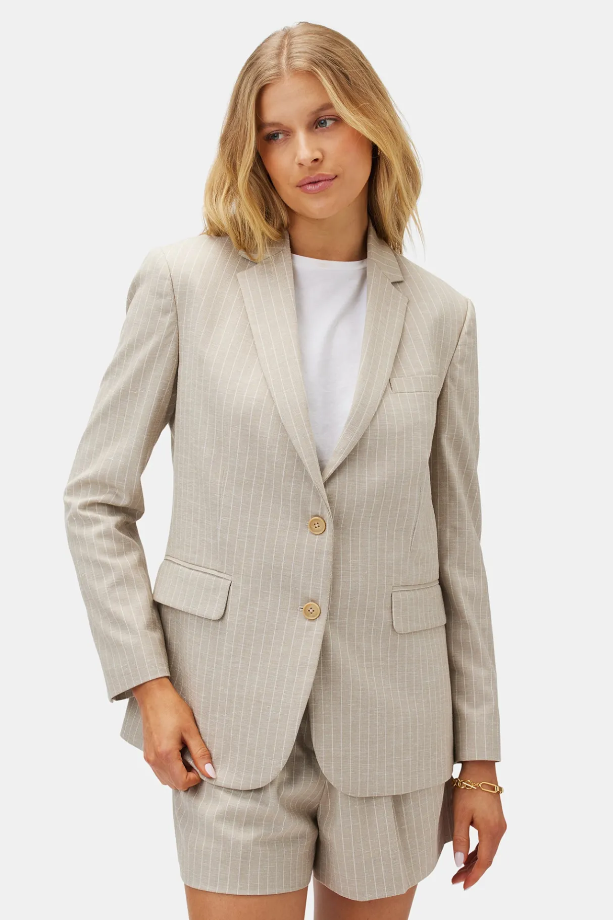Amour Vert Slim Tobie Blazer SanDiegoStripeNatural Clearance