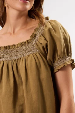 Amour Vert Smocked Embroidery Dress ElmWhiteEmbroidery Clearance