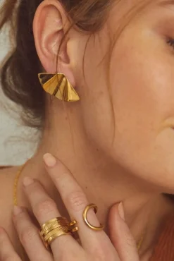 Amour Vert SOKO Fuliwa Climber Stud Earrings Gold New