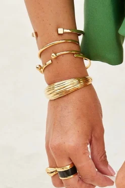 Amour Vert SOKO Mixed Shapes Stacking Cuffs Gold Hot