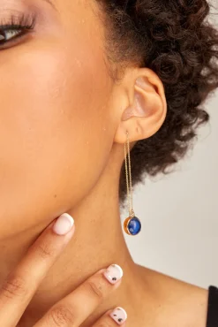 Amour Vert SOKO Umbro Chain Threader Earrings GoldandCobalt Best