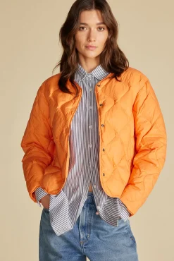 Amour Vert Solene Quilted Puffer Jacket ApricotOrange Fashion