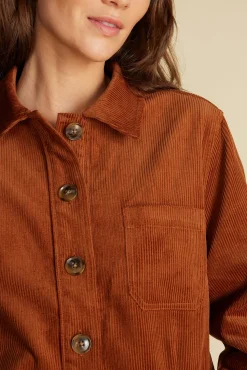 Amour Vert Spencer Corduroy Trucker Jacket AlmondBrown Best