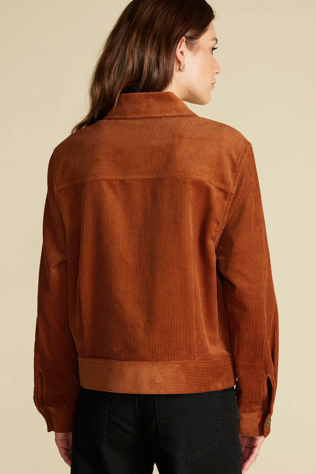 Amour Vert Spencer Corduroy Trucker Jacket AlmondBrown Best