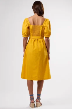 Amour Vert Square Neck Button Front Dress SoleilYellow Best
