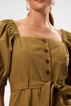 Amour Vert Square Neck Button Front Dress Elm New
