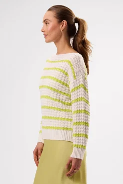 Amour Vert Stripe Novelty Sweater IvoryLimeStripe Outlet