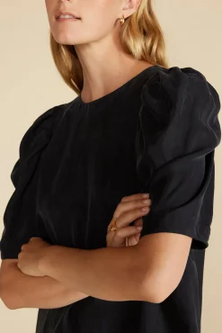 Amour Vert Sylvia Puff Sleeve Dress Black Sale