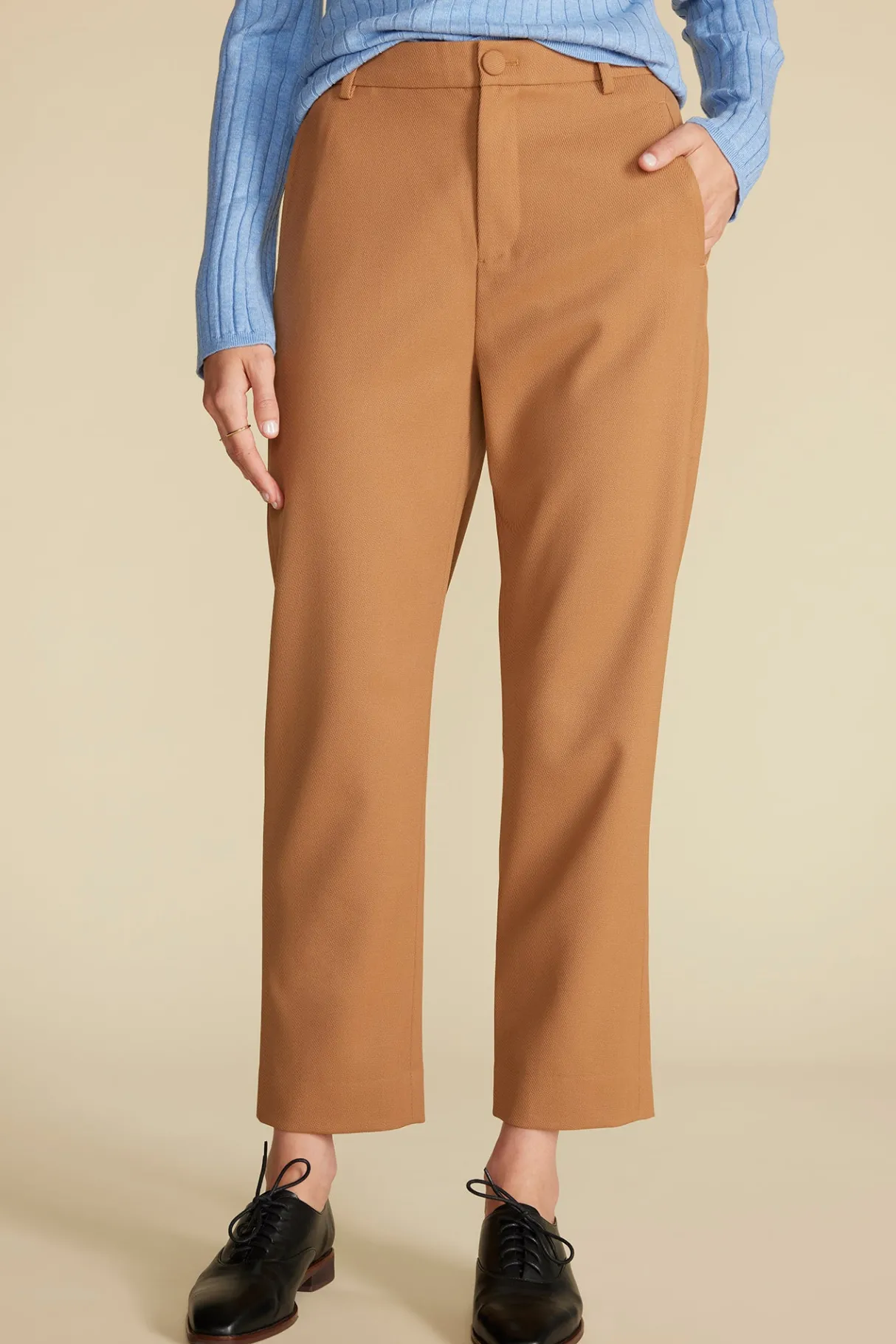 Amour Vert Taper Tailored Ankle Trouser Camel Sale