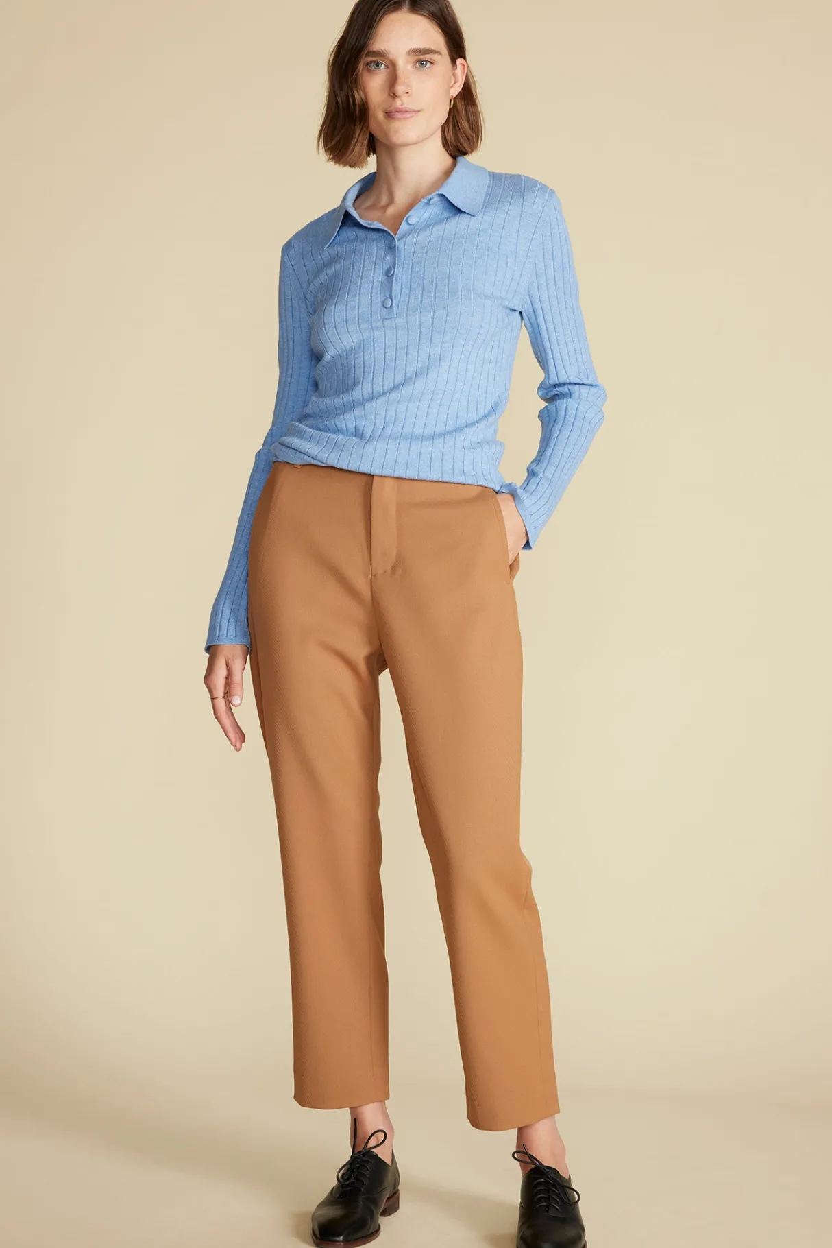 Amour Vert Taper Tailored Ankle Trouser Camel Sale