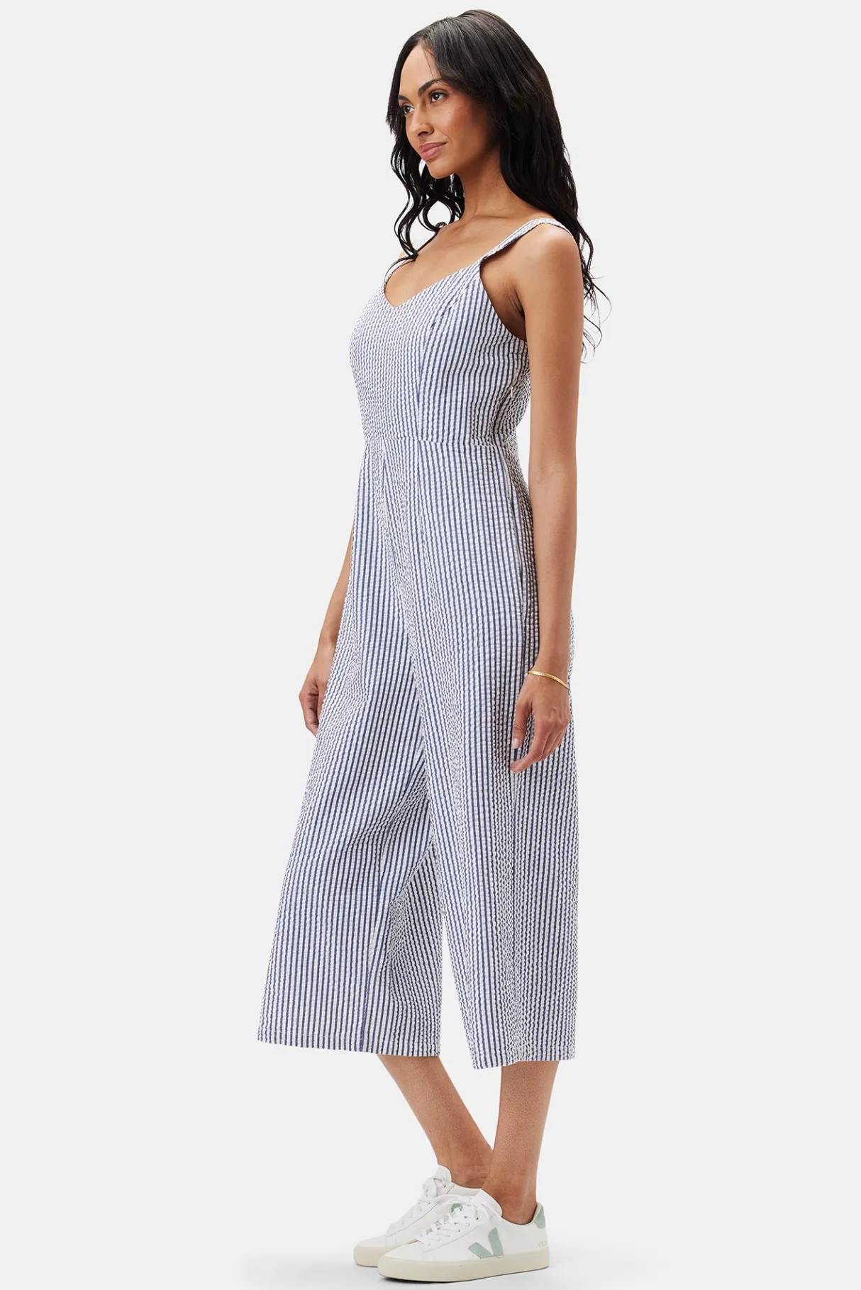 Amour Vert Taya Seersucker Jumpsuit BrittanyStripeBlue Outlet