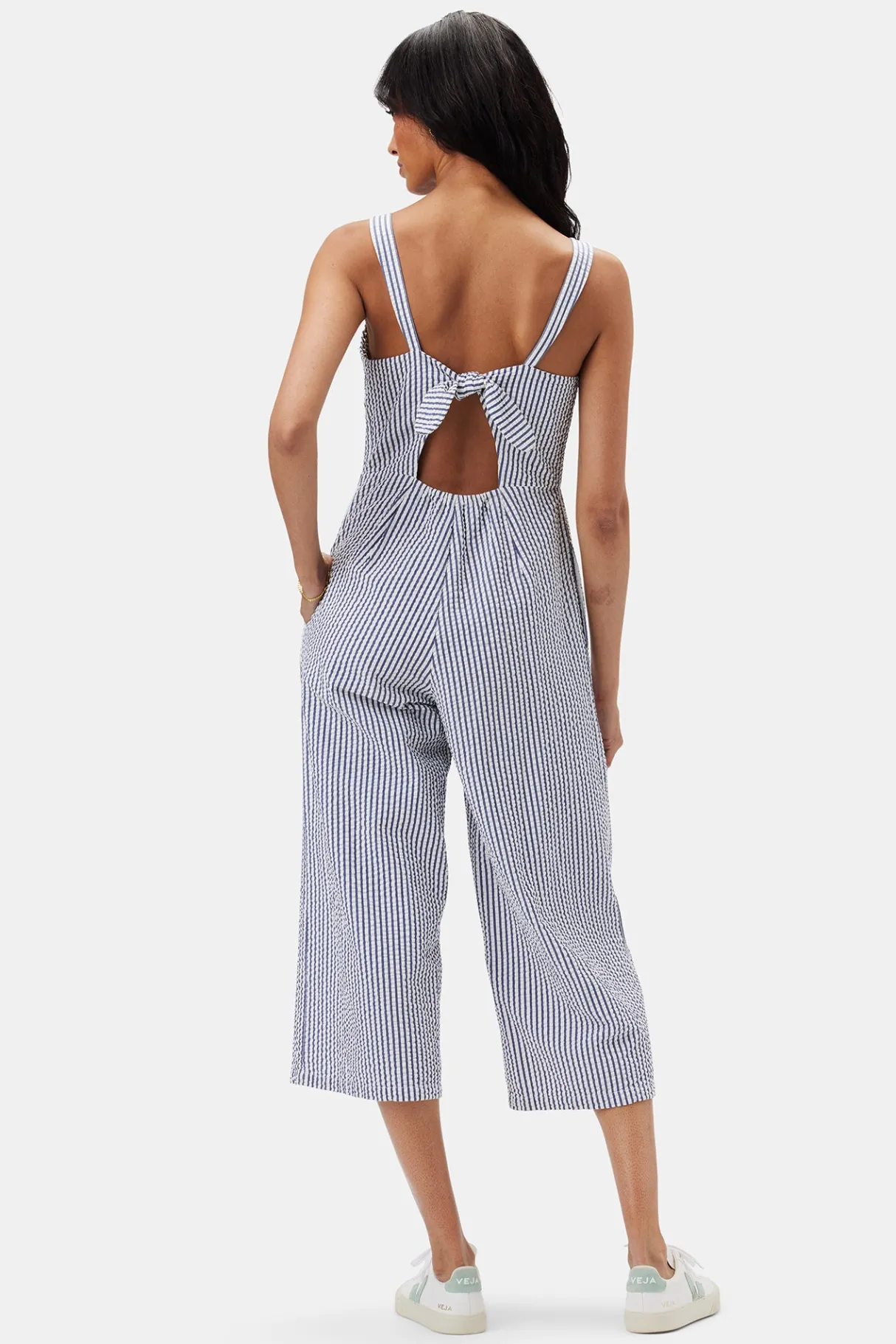 Amour Vert Taya Seersucker Jumpsuit BrittanyStripeBlue Outlet