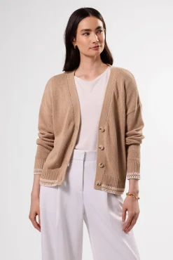 Amour Vert Texture Cardigan BiscottiIvory Fashion