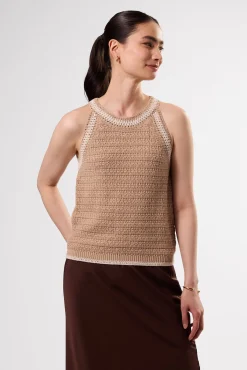 Amour Vert Texture Halter BiscottiIvory New