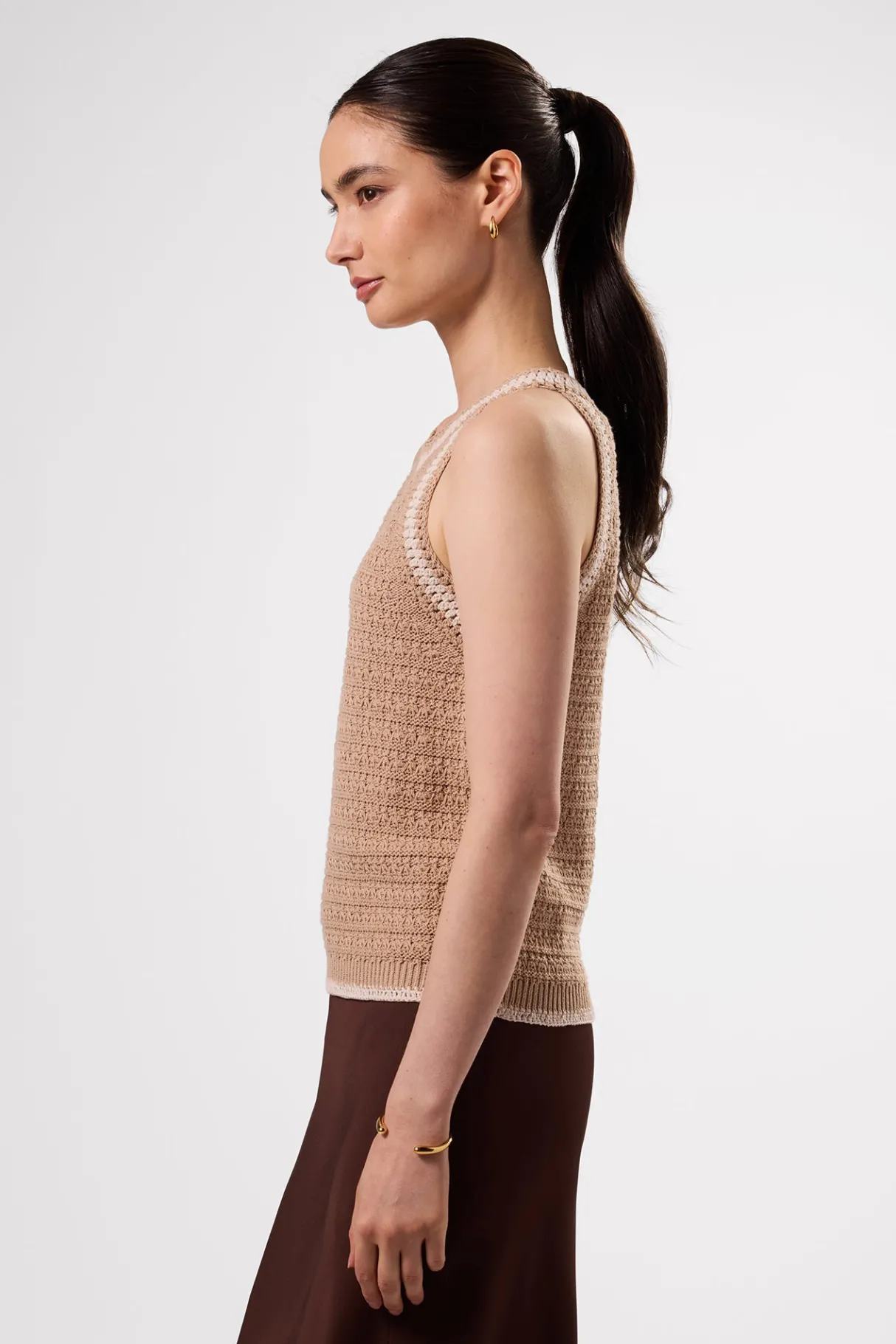 Amour Vert Texture Halter BiscottiIvory New