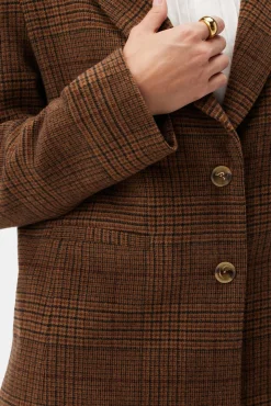 Amour Vert Tobie Single Breasted Blazer RustPlaid Sale