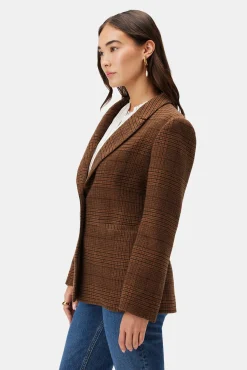 Amour Vert Tobie Single Breasted Blazer RustPlaid Sale