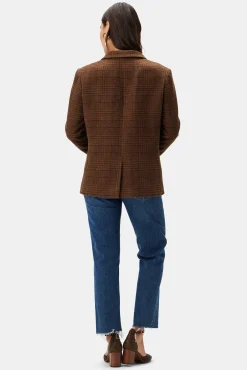 Amour Vert Tobie Single Breasted Blazer RustPlaid Sale