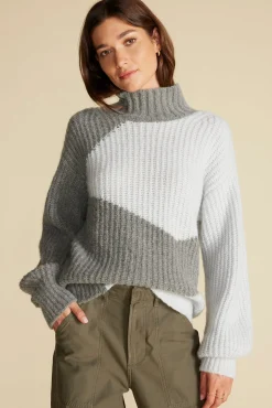 Amour Vert Veira Turtleneck Sweater SkyBlueandGrey Best